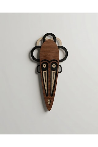 Modern Afrika Tarzı Ahşap Duvar Mask Mdf - Kahverengi Siyah Tribal Kabile Mask 1
