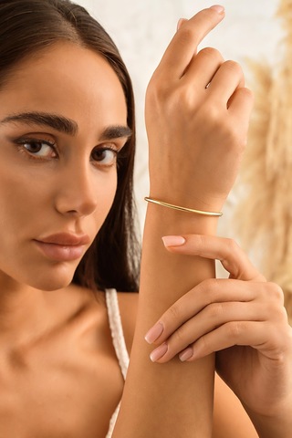 Sefa Gold 14 Ayar Altın İtalyan Esnek Bileklik Sarı Sarı - Beyaz Altın