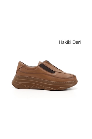 Gönderi(R) Kadın Açık Taba Fermuarlı Dolgu Taban Hakiki Deri Sneaker Gdza13424252 Taba