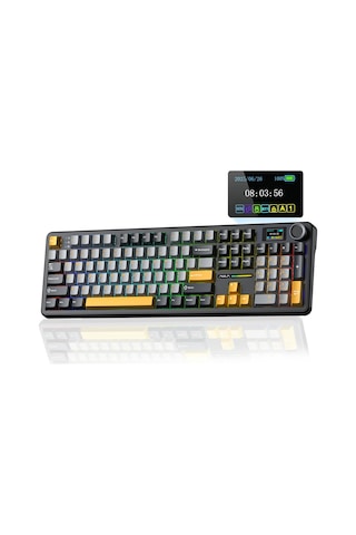 Aula F108 Pro Ekranlı Mekanik Klavye Reaper Switch Rgb Hot Swap 8000mah Makrolu Oyuncu Klavyesi Siyah