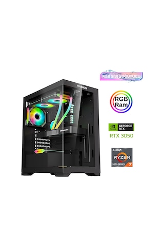 Xaser XSR857 R7-5700X 16 GB 512 GB M.2 NVMe SSD 6 GB RTX3050 24" Free Dos Masaüstü Oyuncu Bilgisayarı