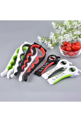 Konesam Beyaz-gri 2 Parça Set: 4'lü Konserve Açıcı + 5'lü Şişe Açıcı, Çeşitli Boyutlardaki Konserveler Ve Şişeler İçin Ergonomik, Kaymazsız Kollü Mutfak Aleti Gri