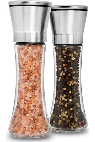 Seramik Bıçaklı Baharat ve Tuz Değirmeni Öğütücü Krom - 2 Adet