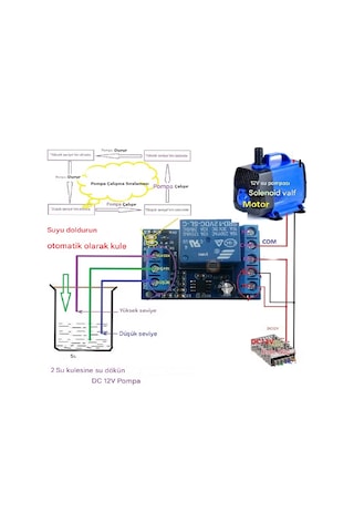 Dc 12v Otomatik Sıvı Seviyesi Kontrol Kartı