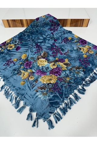 Sökme Boncuklu Pamuk Yazma - 05650 Mavi