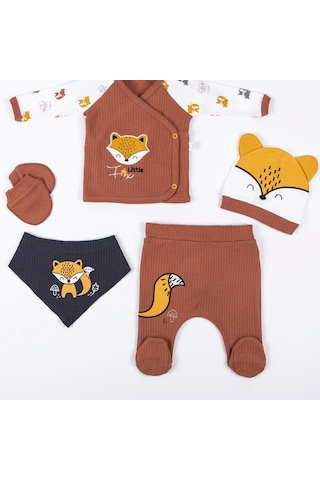 3 Ay Erkek Bebek Hastane Çıkışı Little Fox 5'li Kahverengi