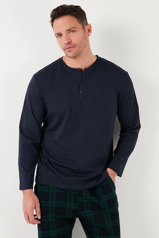 Buratti Ekoseli Pamuklu Beli Lastikli Regular Fit Uzun Kollu Erkek Pijama Takımı 6572003 Lacivert