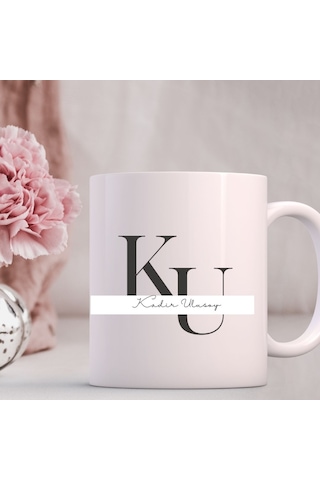 Kişiye Özel Baş Harf Ve İsim Yazılı Şık Tasarım Kupa Bardak Çok Renkli