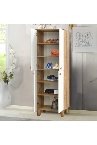 Lidya Portmanto Dolabı - Atlantik Çam - Beyaz Atlantik Çam - Beyaz