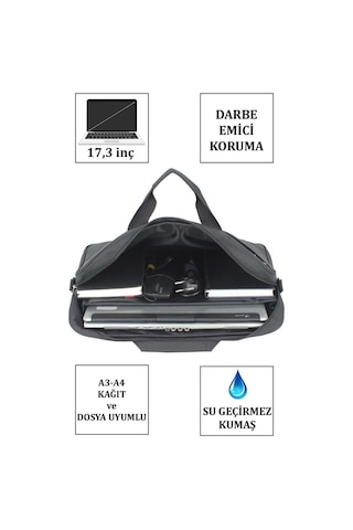 Case Club 2117 Büyük Boy 17,3 Inç Laptop Evrak Çantası Omuz Askılı Siyah
