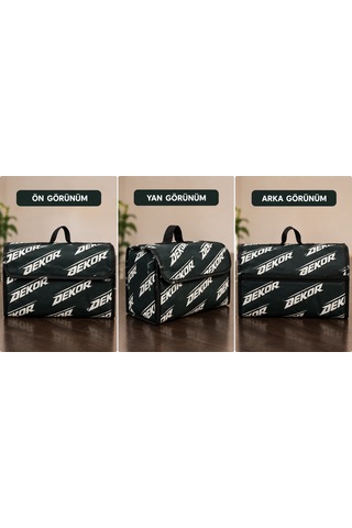 Dekor Desenli Araba Bagaj Çantası Oto Bagaj Organizer Kapaklı Cırtlı Düzenleyici 45x25x15 Cm