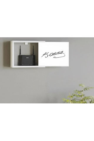 Erik Atelier Atatürk İmzalı Dekoratif Modem Ve Sigorta Saklama Kutusu Kablo Wifi Gizleme Beyaz