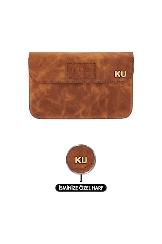 Twingold İsme Özel Çıtçıtlı Küçük El Çantası - %100 Rainbow Deri - Ac14001 - Camel Camel