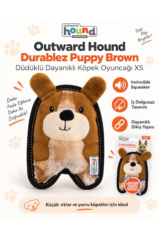 Outward Hound İnvincibles Puppy Brown Köpek Oyuncağı Xs - Yüksek Dayanımlı Ve Düdüklü