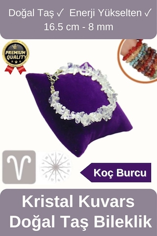 Özel Üretim  Yükselten Esnek İpli Koç Burcu Beyaz Kristal Kuvars Doğal Taş Unisex Bileklik Çok Renkli