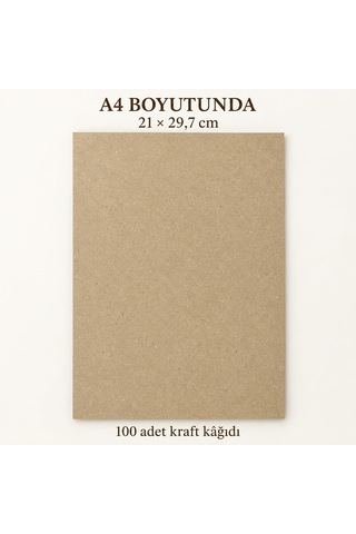 Lexroo A4 Kraft Kağıdı, 100 Adet, 21 X 29,7 Cm, Kahverengi, Hobi,
