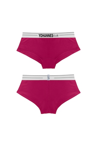 Yohannes Club, Kadın Pamuklu İç Çamaşırı Takımı, Renk Seçenekli, Üçgen Sütyen-kemerli Boyshort-boxer Külot Pembe