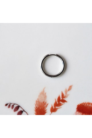 Erkek Cerrahi Çelik Küpe Silver Renk 18 Mm Halka Gri