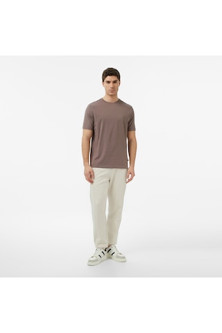 Nautica Erkek Kahverengi Regular Fit T-shirt Düz V65361t Kahverengi