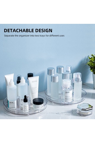 Yaleker Minik İki Katlı Pet Organizer: 360 Döner Mutfak Baharat/ Kozmetik Depolama Rafı - Ayrılamabilir Ve Yıkamabilir Şeffaf