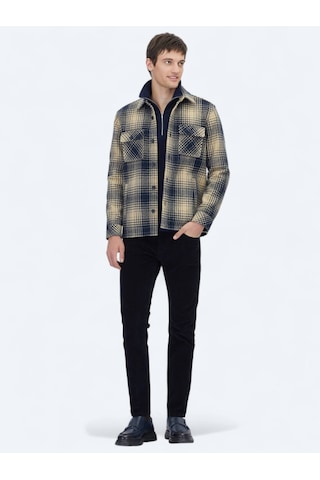 Kip Lacivert Regular Fit Dokuma Overshırt Lacivert