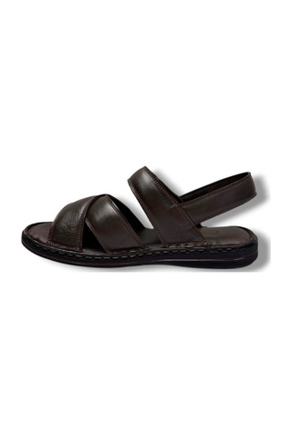 Cakgo 216-26 Hakiki Deri Ultra Soft Çapraz Bant Anatomik Erkek Sandalet 40-47 Kahverengi