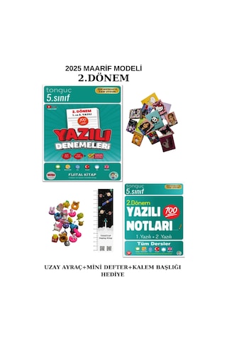 Tonguç 5. Sınıf Yazılı Notları Ve Yazılı Denmeleri 2. Dönem 1 Ve 2. Yazılı Uzay A.+mini D.+kalemb
