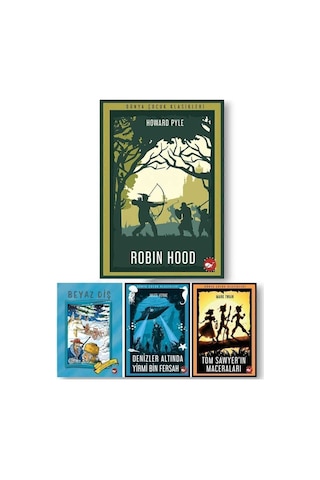 Dünya Çocuk Klasikleri 4 Kitap Set Robinhood- Tom Sawyer -denizler Altında Yirmi Bin -beyaz Diş