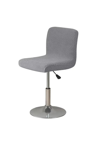 Elastik T Şekilli Jakarlı Sandalye Kılıfı Ev Tipi Kanepe Koruyucu Kılıf Otel Ziyafet Yemek Küçük Boy Sandalye Kılıfı Düz Renk Gri