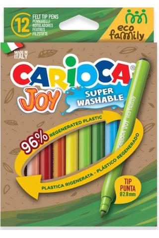 Carioca Eco Family Joy Süper Yıkanabilir Keçeli Boya Kalemi 12 Renk 2.8 Mm Uçlu