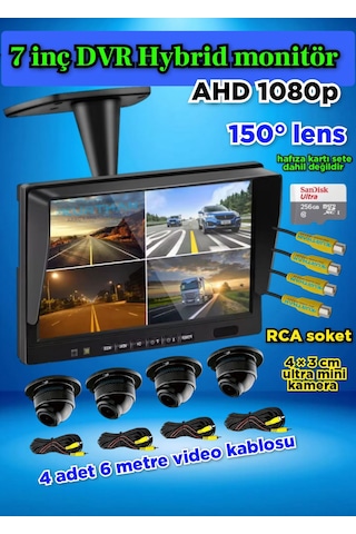7 İnç Dvr Monitör Ve 4 Adet Ahd 1080p Ultra Mini Kamera Seti 12 V