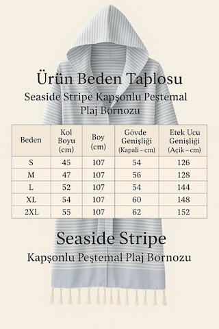 Kapşonlu Unisex Peştemal Plaj Bornozu %100 Pamuklu Seaside Stripe Lila