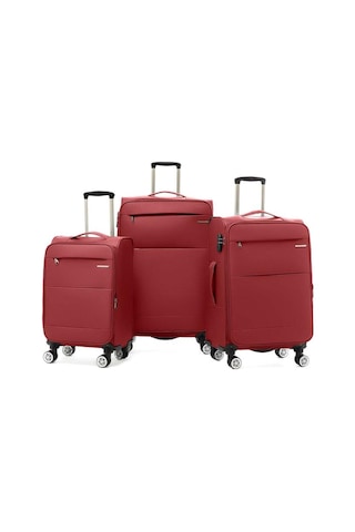 Louisiana Polo 3'lü Valiz Seti Lüx Kumaş Valiz Bordo 2082 Bordo