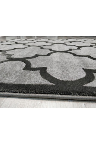 Eko Halı Como Cm04 Gri Siyah Modern Halı 120X170 Cm