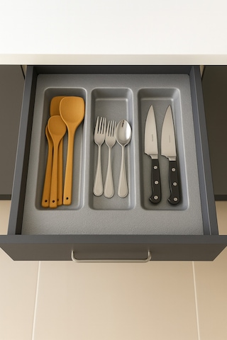 49x49 Cm Çekmece İçi Gri Kepçelik Organizer 44x40 Cm Kesilebilir Gri