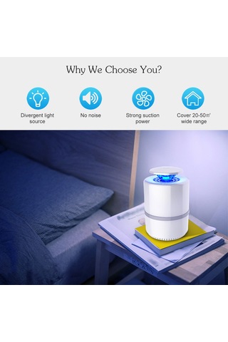 Skycity Beyaz Usb Led Işık Katalizörlü Entegre 5w Uv 390nm Mus Derici Lamba - 20-50 M² Kapsama, Sessiz Ve Taşınabilir