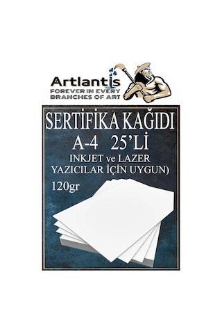 A4 Sertifika Kağıdı Kalın 25 Adet Gramajlı Fotokopi Kağıdı 120 Gr Tüm Yazıcılara Uyumlu 21x29.7 Cm Kalın Baskı Kağıdı