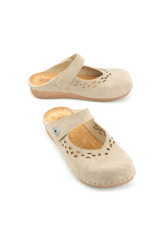 Gezer Yazlık Kadın İç Tabanı Hakiki Deri Cırt Cırtlı Terlik Gt1yze.11236.00.014.g8 Krem