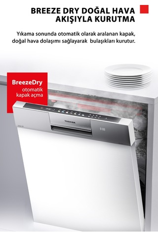 Toshiba DW-14F6ME W TR Uv Hijyen Ve Breez Dry Kurutma 8 Programlı Bulaşık Makinesi Beyaz