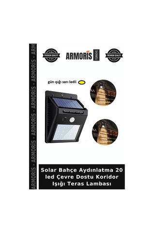 Solar Bahçe Aydınlatma 20 Led Çevre Dostu Koridor Işığı Teras Lambası