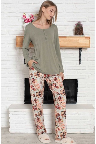 Limissi Viskon Pijama Takımı Haki