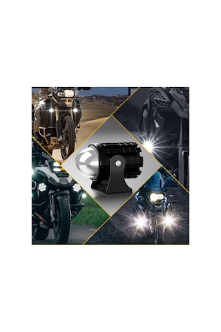 Motosiklet Scooter Mini Sis Farı Set Düğme / Anahtar li Beyaz Sarı Mini Kasa 12v Led Işık