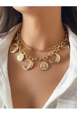 Girift Vintage Ylena 2'li Katmanlı Kolye Gold