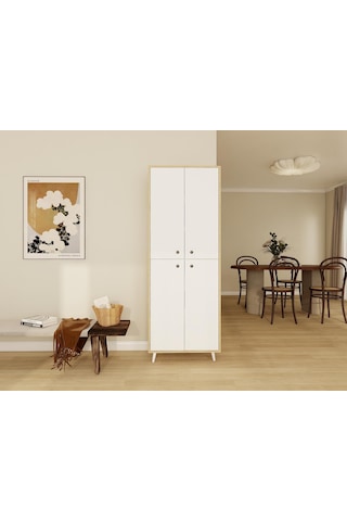Vadi Çok Amaçlı Banyo/kiler Dolabı Lefkasmeşe-beyaz Renk Beyaz