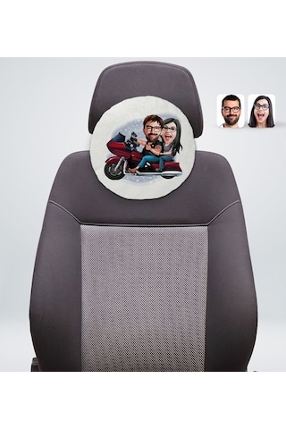 Kişiye Özel Sevgililer Karikatürlü Yuvarlak Dekoratif Kırlent Yas (527061893)