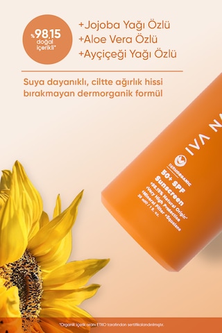 İva Natura Organik Mineral Filtreli Spf 50 Güneş Kremi Çinko Oksit İçerikli Hassas Ciltler İçin 30 Ml