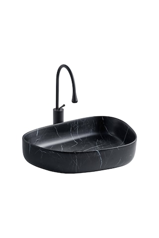 Lena - Tezgah Üstü Porselen Lavabo - E-2107sm- Siyah