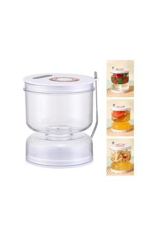 Yaleker 800ml Beyaz Plastik Turşu Kavanozu, Islak-kuru Ayırma Fonksiyonu, Gaz Çıkış Deligi Ve Zaman İmi, Cam Gösterişli, Çatal İçeren, Mutfakta Ev Kullanıma Uygun Hermetik Kapaklı Depolama Kabı Beyaz