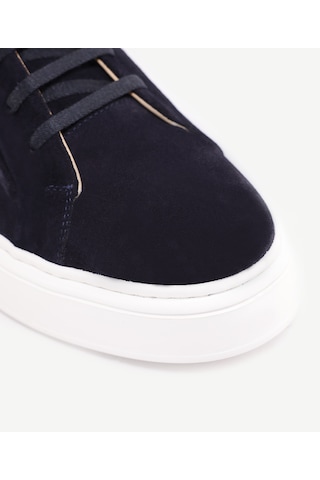 Yargıcı Silikon Kabartmanlı Deri Bağlı Sneakers Lacivert
