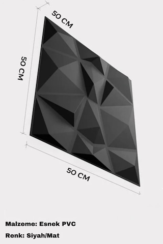 50cm X 50cm 1 Adet 3d Abs Malzeme Pvc Dayanıklı Duvar Paneli Silinebilir Geometrik Model Panel Siyah